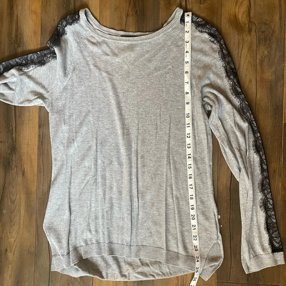 Romeo and Juliet long sleeve gray sweater with black lace- large​